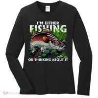 Funny Fishing Or Thinking About It Women's Long Sleeve Shirt thumb 0