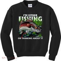 Funny Fishing Or Thinking About It Kids Sweatshirt thumb 0