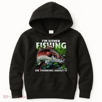 Funny Fishing Or Thinking About It Kids Hoodie thumb 0