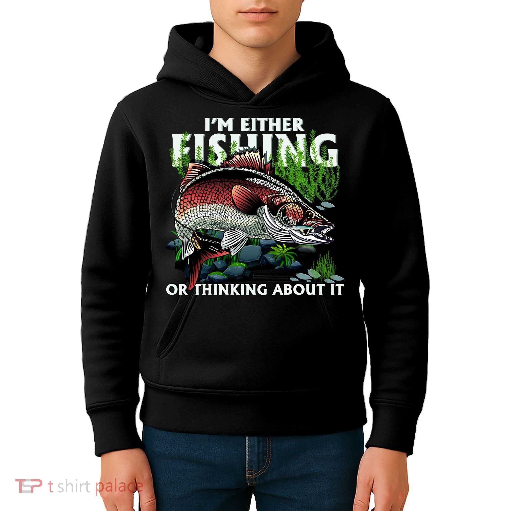 Funny Fishing Or Thinking About It Kids Hoodie