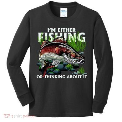 Funny Fishing Or Thinking About It Kids Long Sleeve Shirt