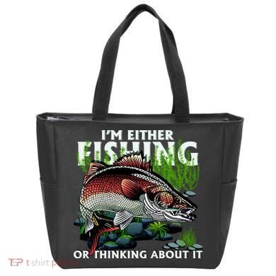 Funny Fishing Or Thinking About It Tote Bag