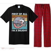 Funny First Of All Im A Delight Screaming Opossum Pajama Set thumb 0