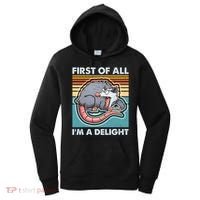Funny First Of All Im A Delight Screaming Opossum Women's Hoodie thumb 0