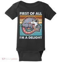 Funny First Of All Im A Delight Screaming Opossum Baby Bodysuit thumb 0