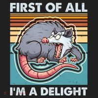 Funny First Of All Im A Delight Screaming Opossum Hat thumb 2