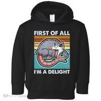 Funny First Of All Im A Delight Screaming Opossum Toddler Hoodie thumb 0