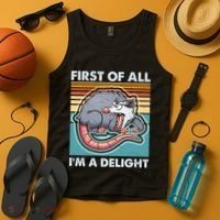 Funny First Of All Im A Delight Screaming Opossum Tank Top thumb 4