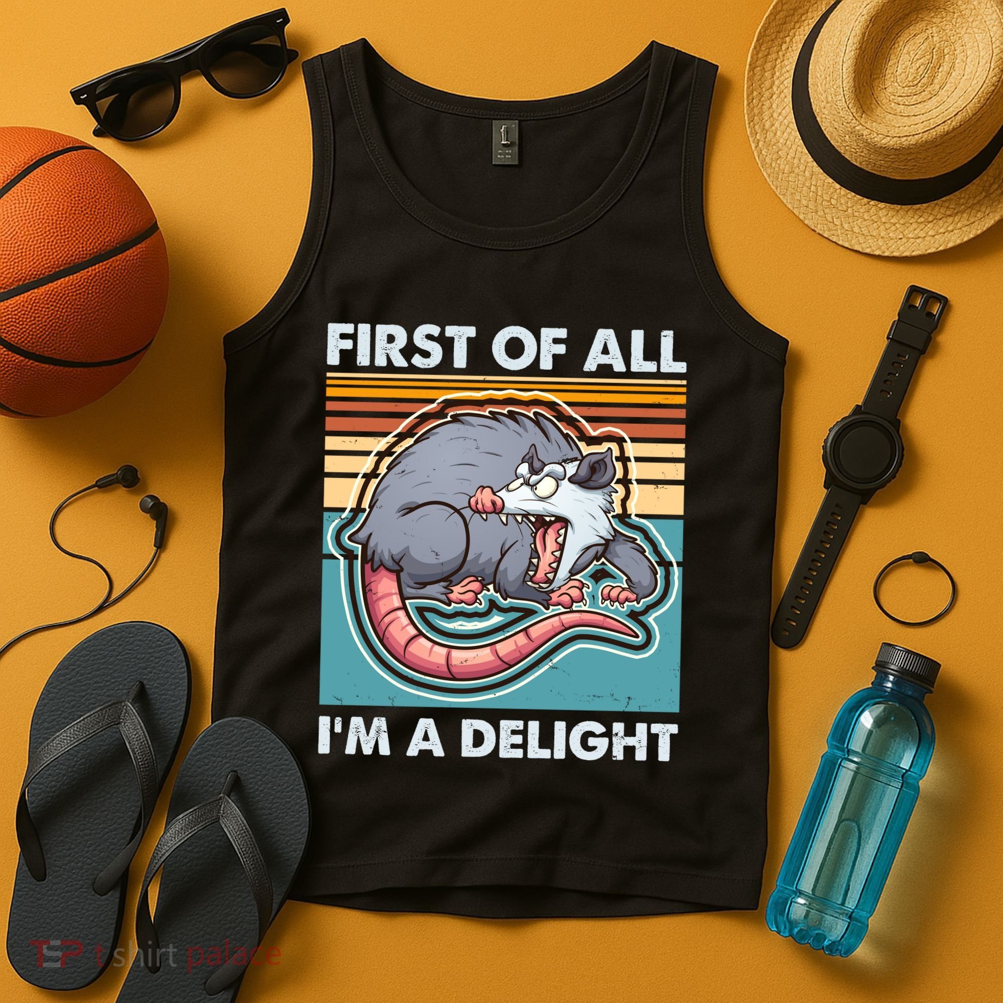 Funny First Of All Im A Delight Screaming Opossum Tank Top