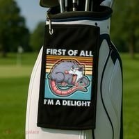 Funny First Of All Im A Delight Screaming Opossum Golf Towel thumb 2