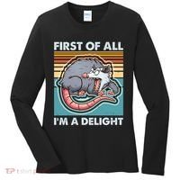 Funny First Of All Im A Delight Screaming Opossum Women's Long Sleeve Shirt thumb 0