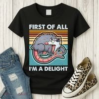 Funny First Of All Im A Delight Screaming Opossum Women's T-Shirt thumb 3