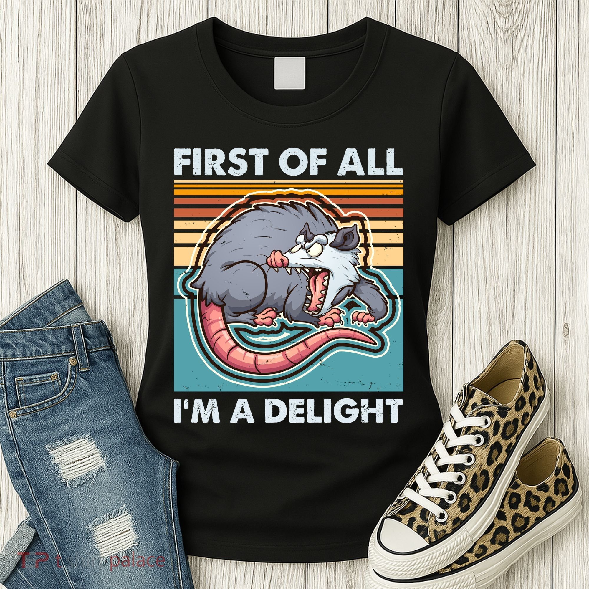 Funny First Of All Im A Delight Screaming Opossum Women's T-Shirt