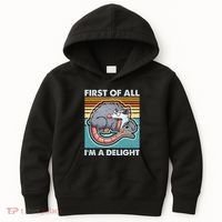 Funny First Of All Im A Delight Screaming Opossum Kids Hoodie thumb 0