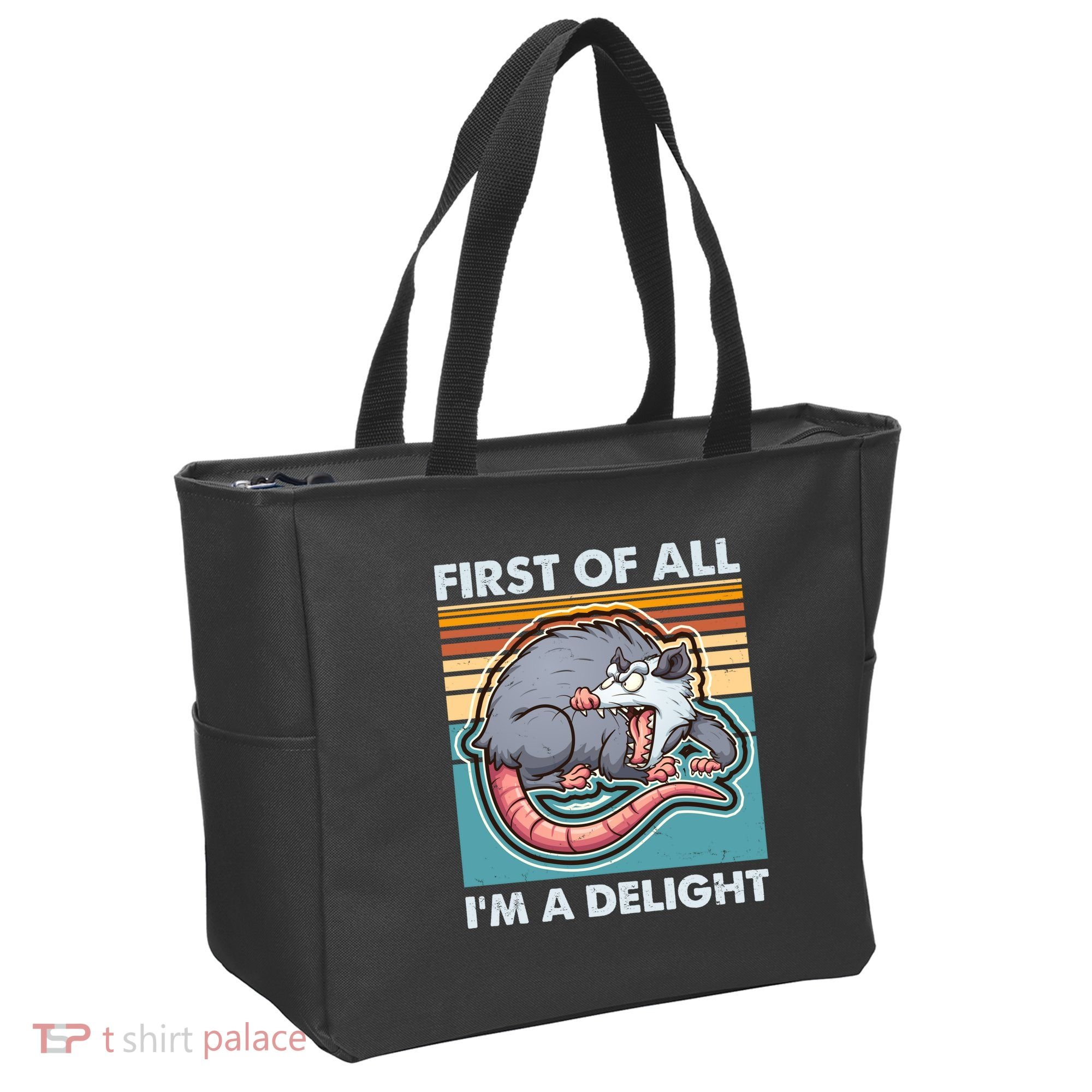Funny First Of All Im A Delight Screaming Opossum Tote Bag