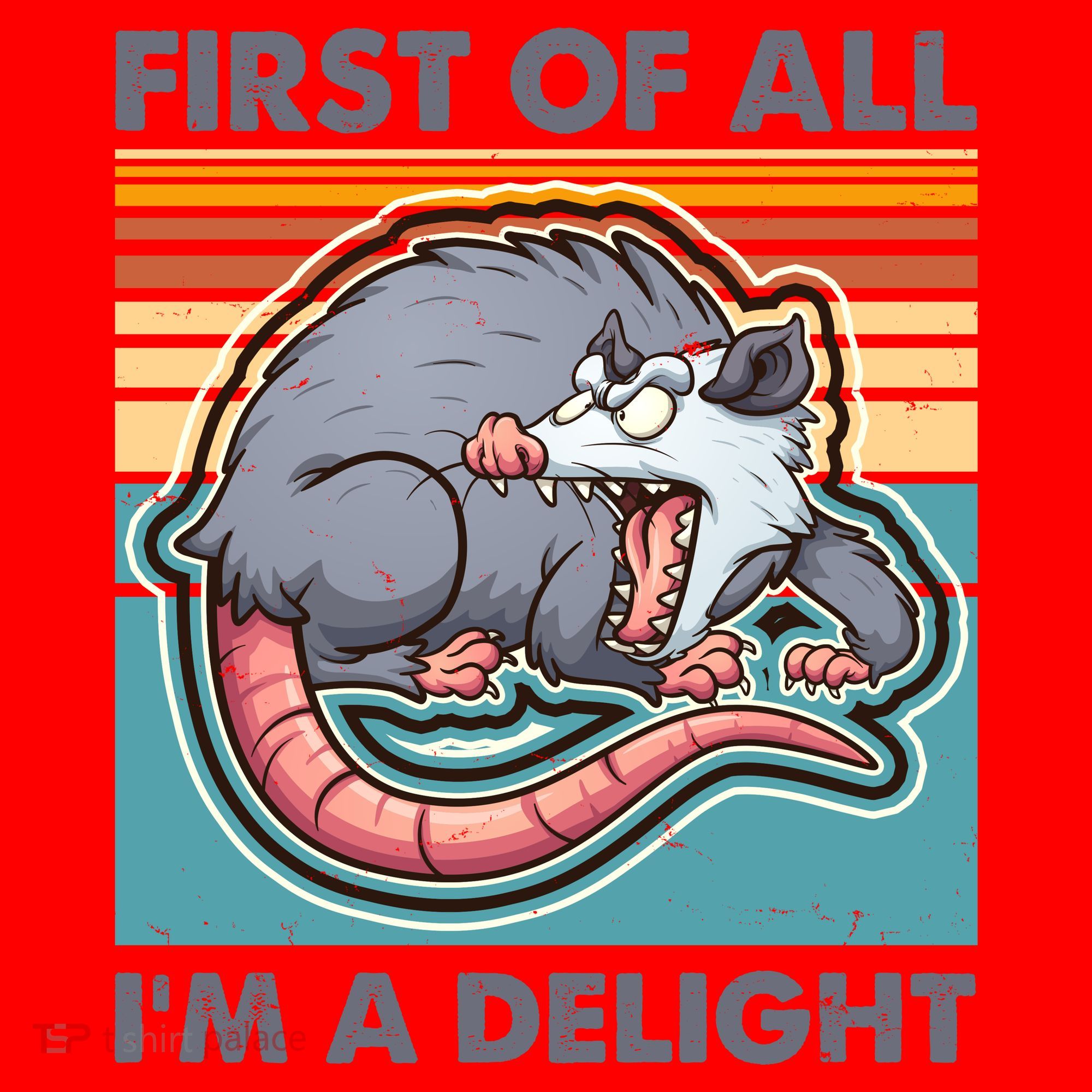 Funny First Of All Im A Delight Screaming Opossum Santa Hat