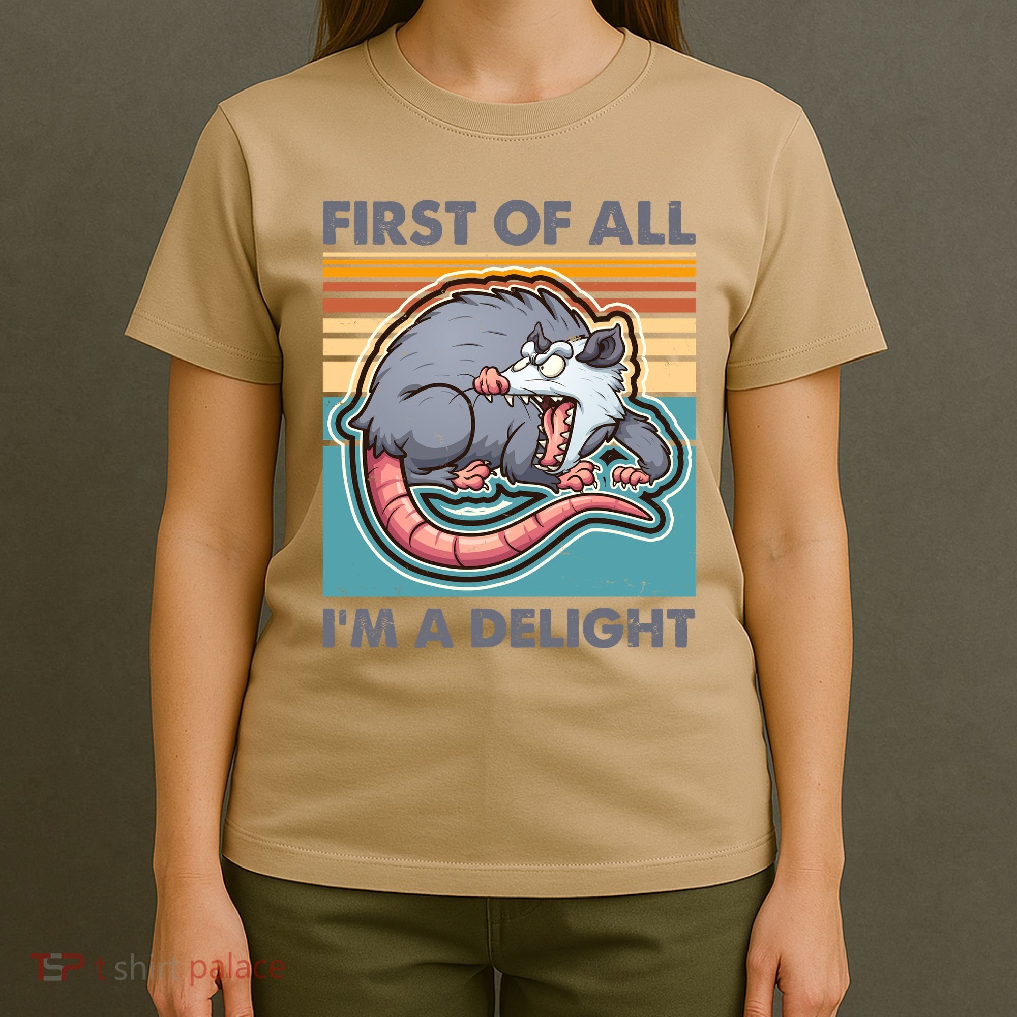 Funny First Of All Im A Delight Screaming Opossum T-Shirt