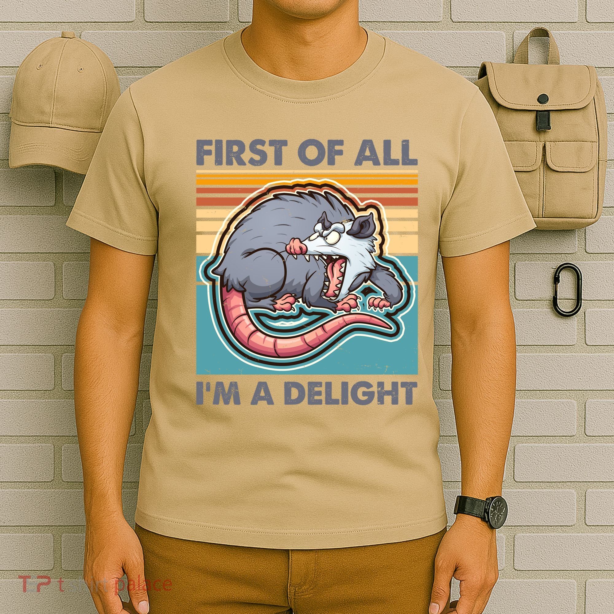 Funny First Of All Im A Delight Screaming Opossum T-Shirt