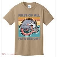 Funny First Of All Im A Delight Screaming Opossum Kids T-Shirt thumb 0