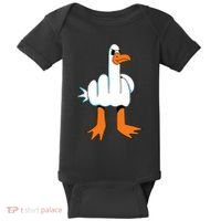 Funny Finger Of Disagree Swan Baby Bodysuit thumb 0