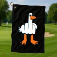 Funny Finger Of Disagree Swan Golf Towel thumb 1