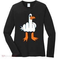 Funny Finger Of Disagree Swan Women's Long Sleeve Shirt thumb 0