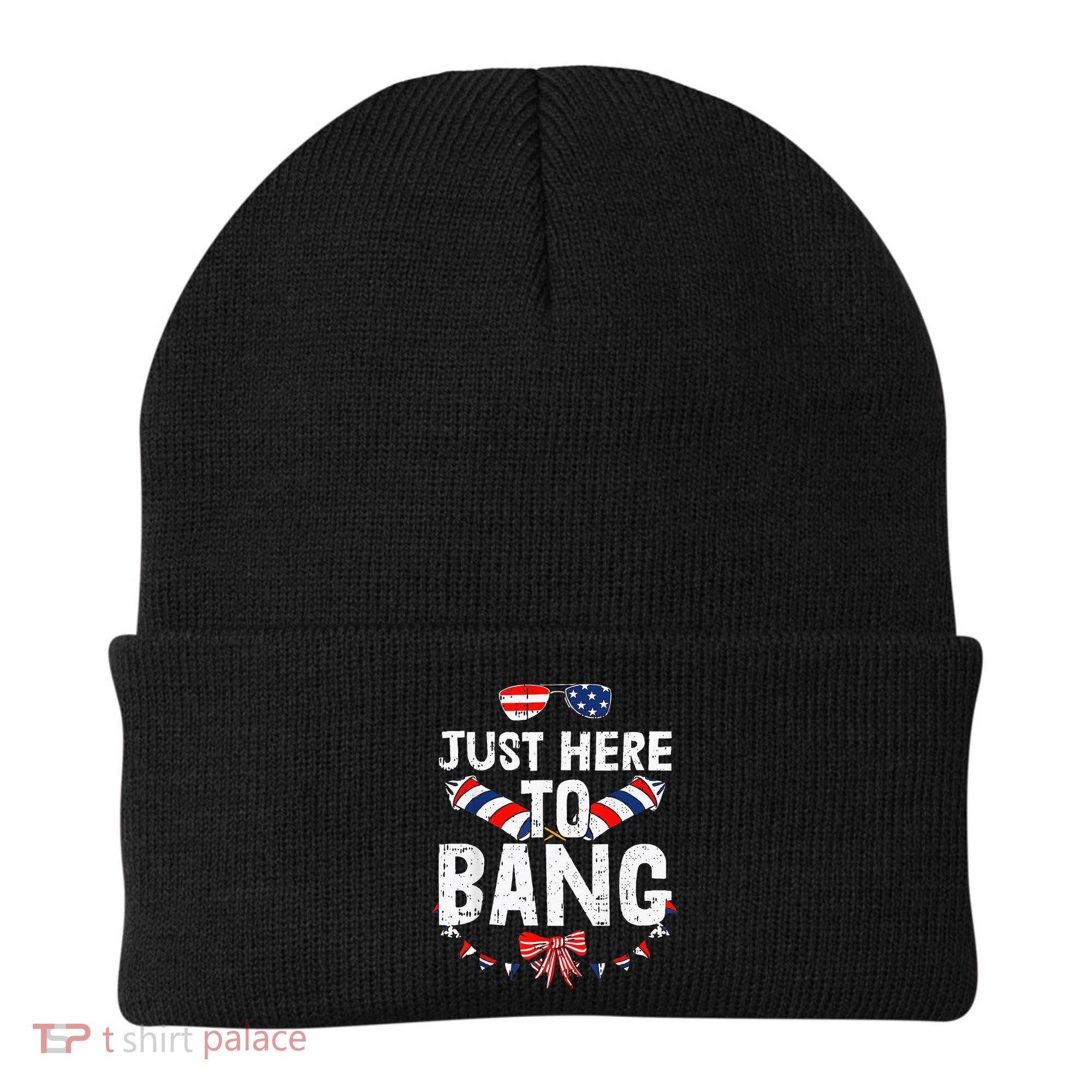 Funny Fourth Of July 4th Of July IM Just Here To Bang Beanie
