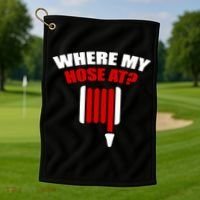 Funny Firefighter Plumber Where My Hose At Gift Golf Towel thumb 1