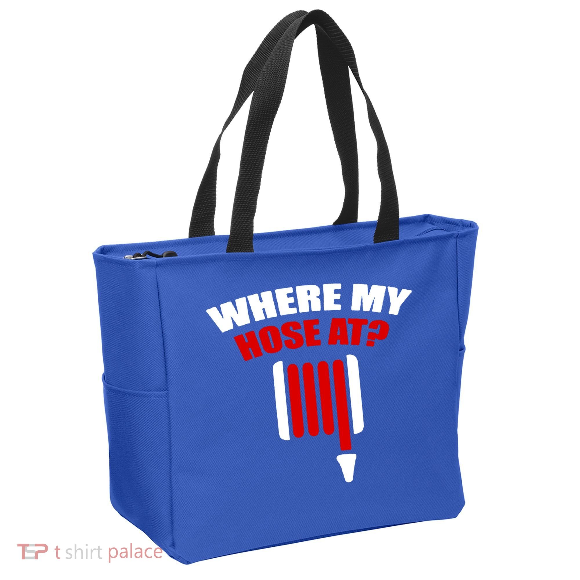 Funny Firefighter Plumber Where My Hose At Gift Tote Bag