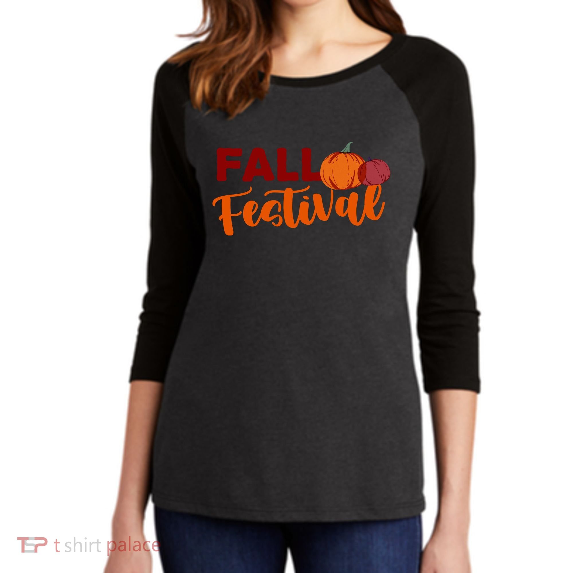 Fall Festival Pumpkin Halloween Women's Tri-Blend 3/4-Sleeve Raglan Shirt