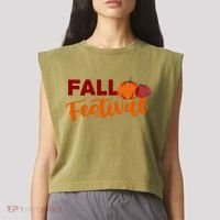 Fall Festival Pumpkin Halloween Garment-Dyed Women's Muscle Tee thumb 2