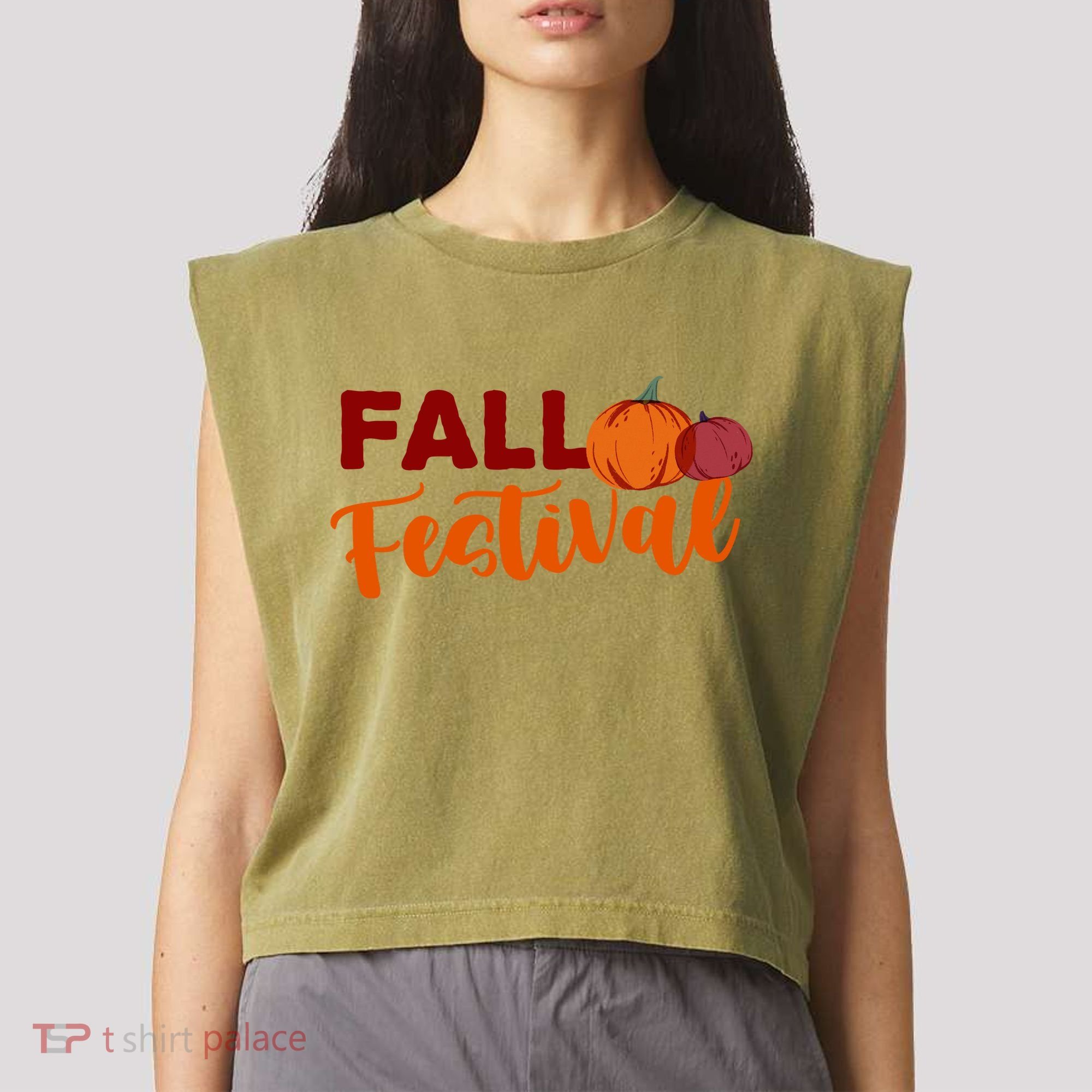 Fall Festival Pumpkin Halloween Garment-Dyed Women's Muscle Tee