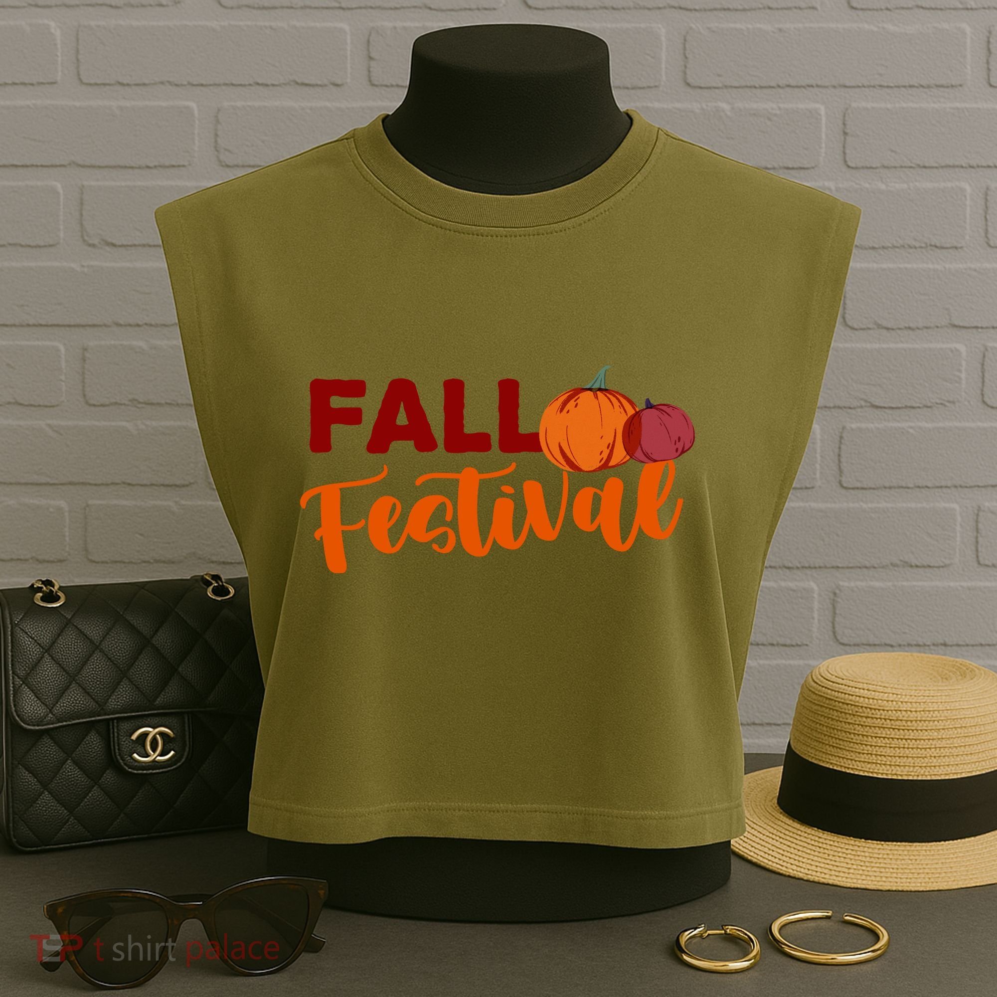 Fall Festival Pumpkin Halloween Garment-Dyed Women's Muscle Tee