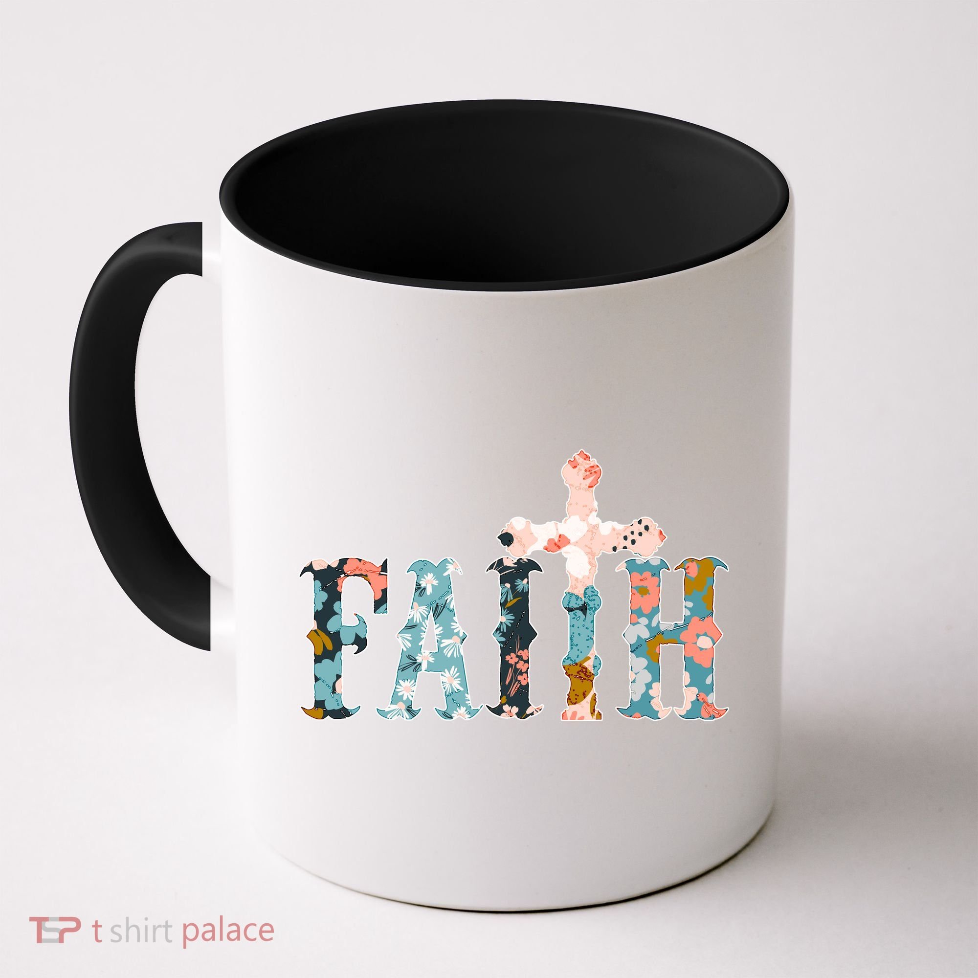 Floral Flower Print Faith Coffee Mug