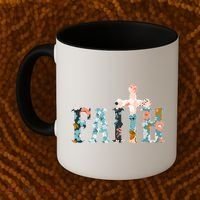 Floral Flower Print Faith Coffee Mug thumb 2