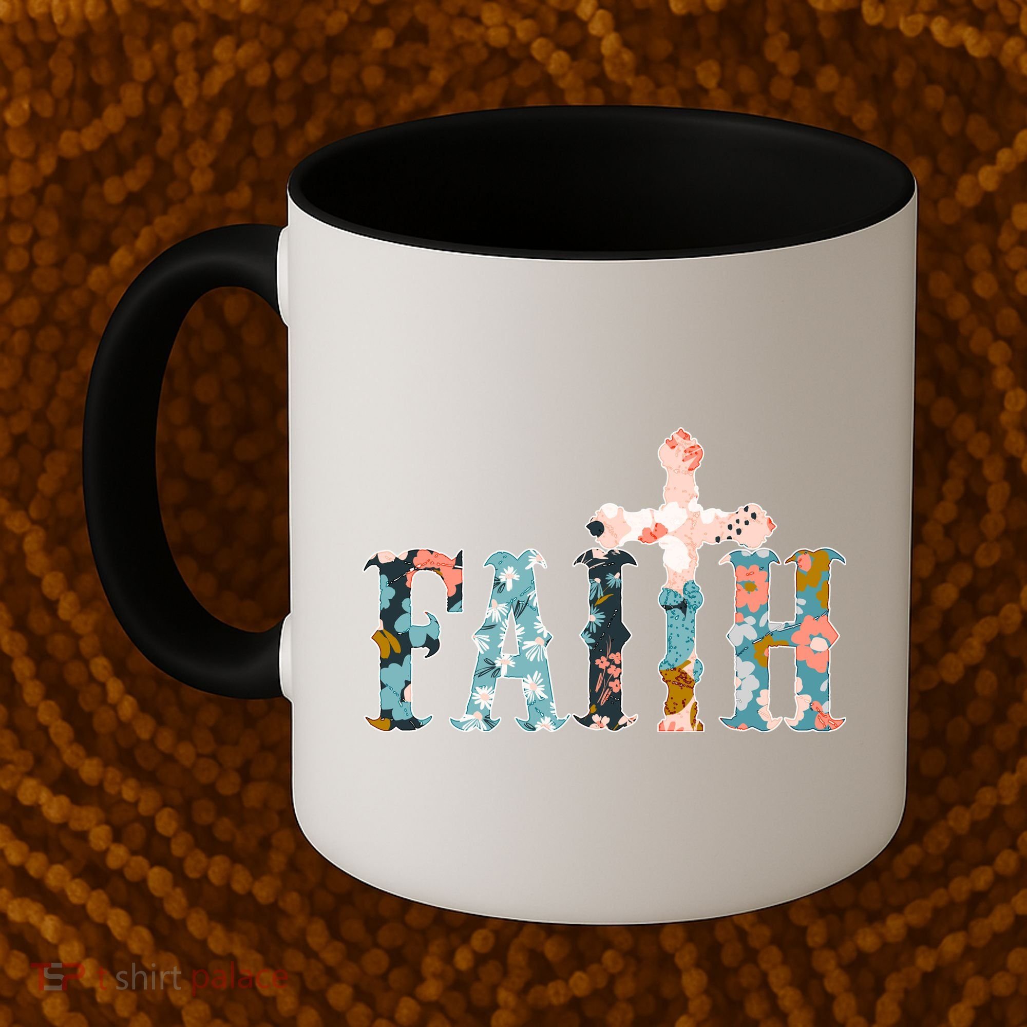 Floral Flower Print Faith Coffee Mug