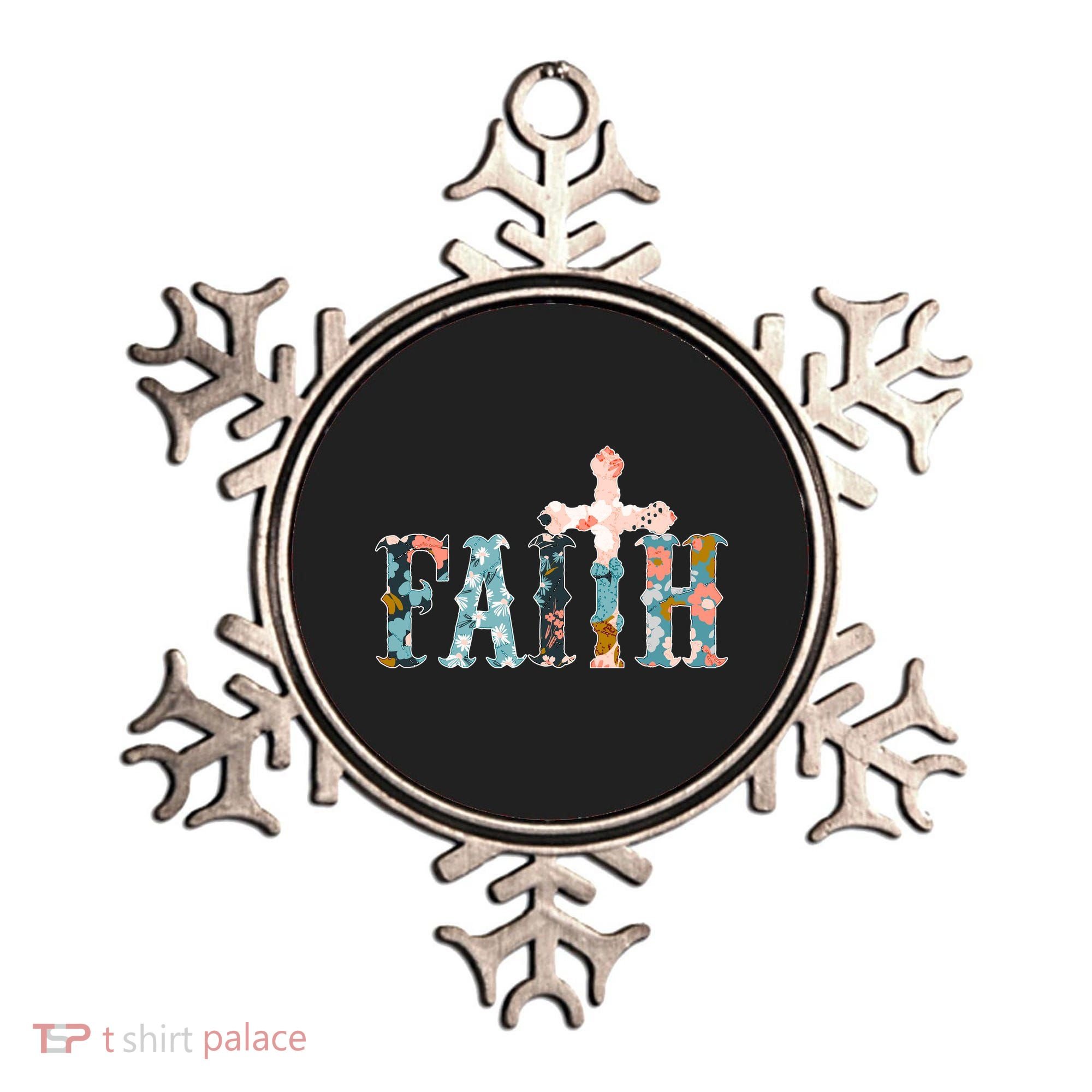 Floral Flower Print Faith Ornament