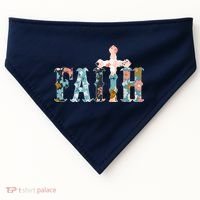 Floral Flower Print Faith USA-Made Doggie Bandana thumb 0
