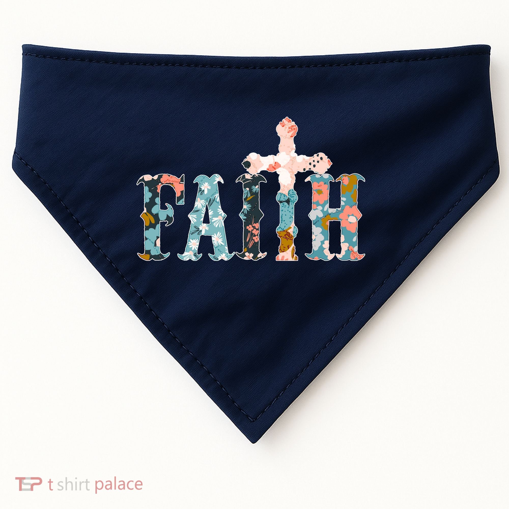 Floral Flower Print Faith USA-Made Doggie Bandana