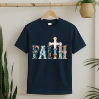 Floral Flower Print Faith T-Shirt thumb 2