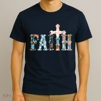 Floral Flower Print Faith T-Shirt thumb 3