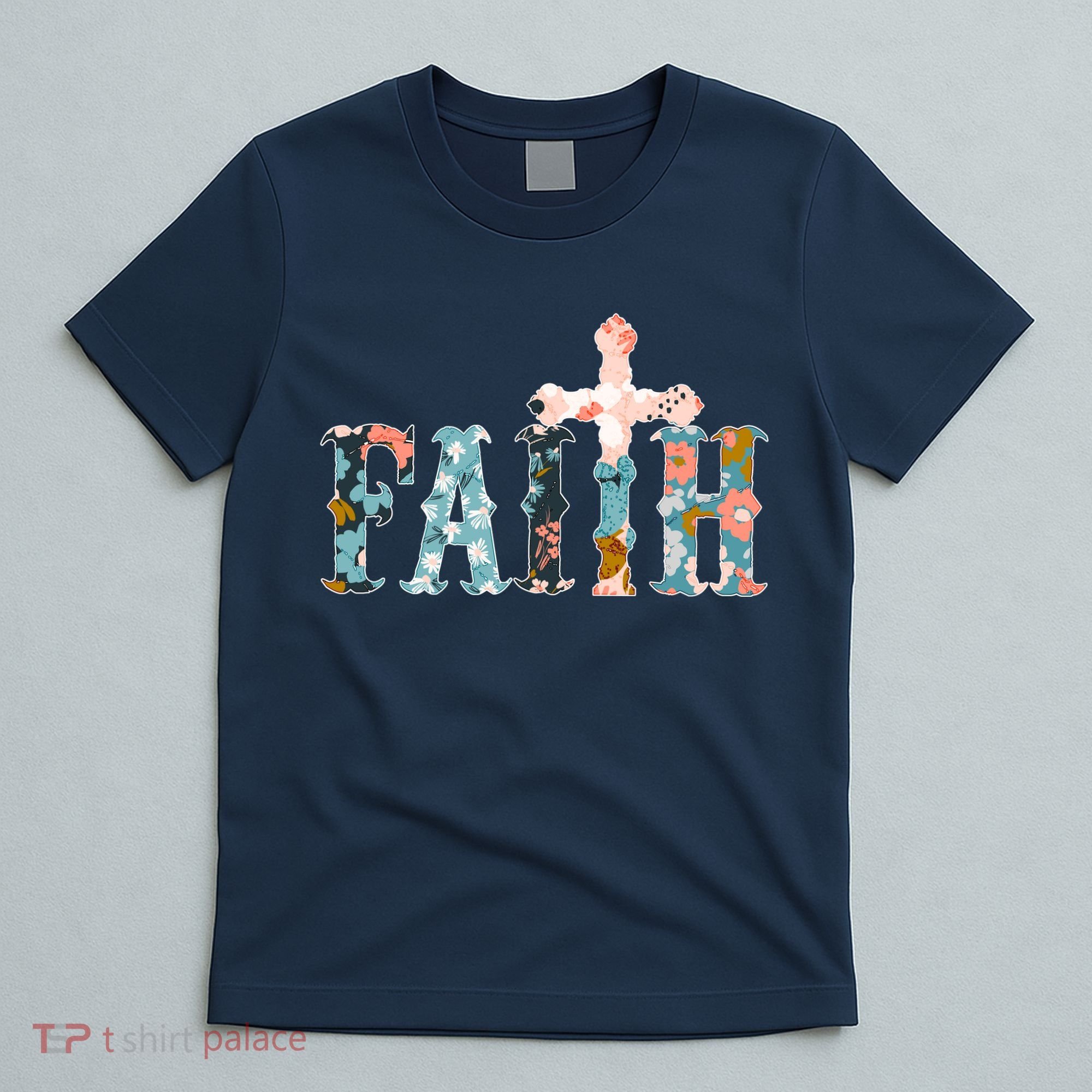 Floral Flower Print Faith T-Shirt
