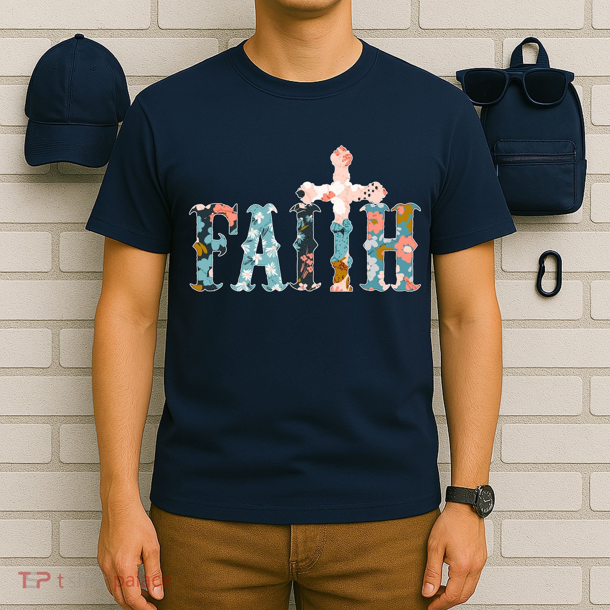 Floral Flower Print Faith T-Shirt