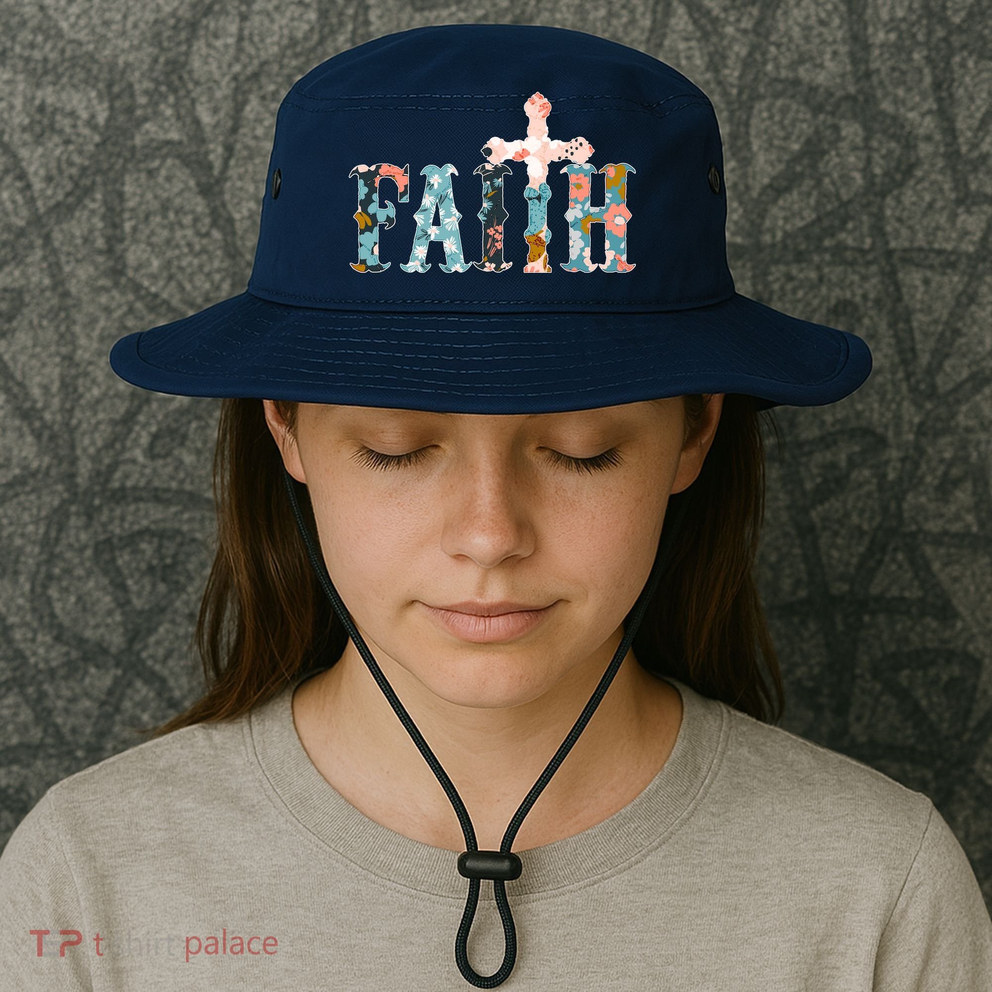 Floral Flower Print Faith Bucket Hat