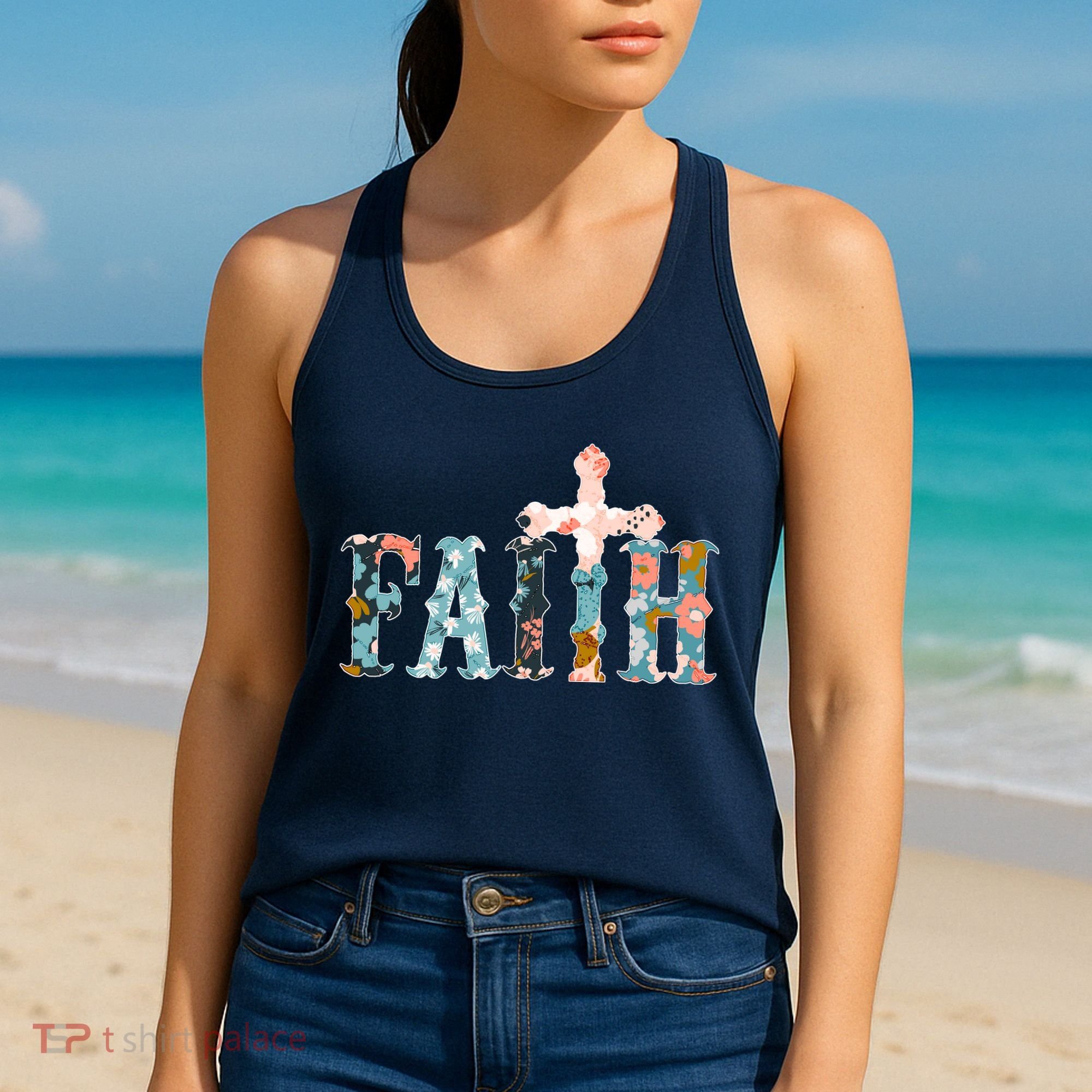 Floral Flower Print Faith Women's Tank Top
