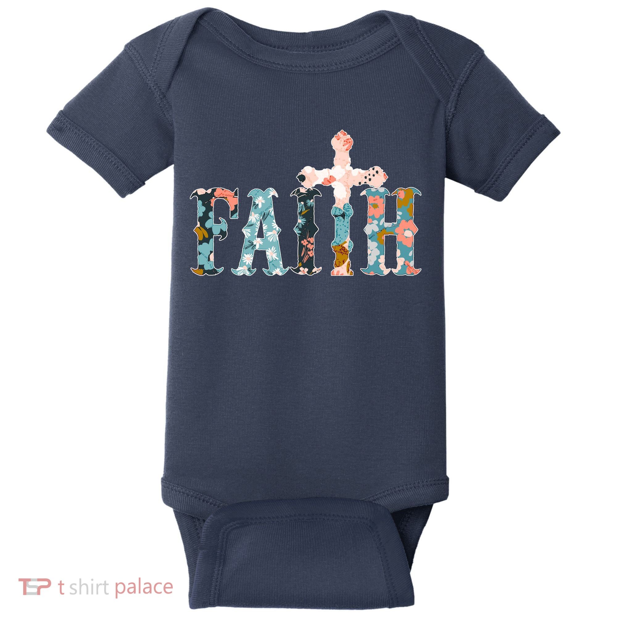 Floral Flower Print Faith Baby Bodysuit