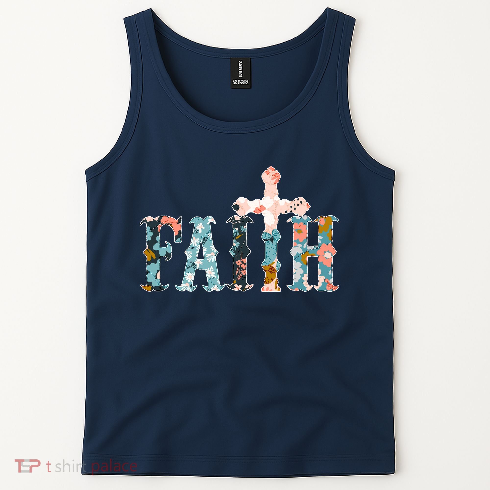 Floral Flower Print Faith Tank Top