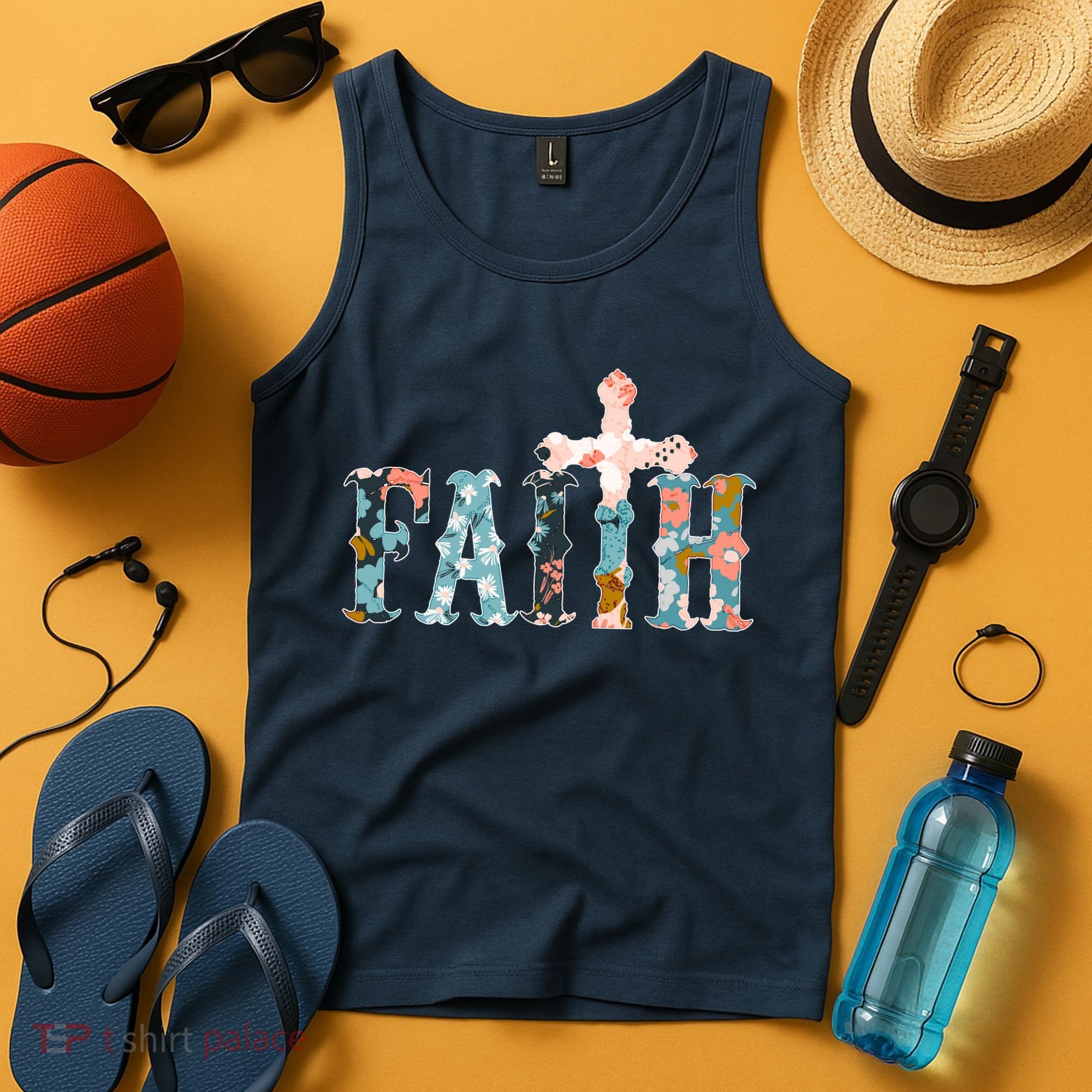 Floral Flower Print Faith Tank Top