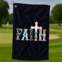 Floral Flower Print Faith Golf Towel thumb 1