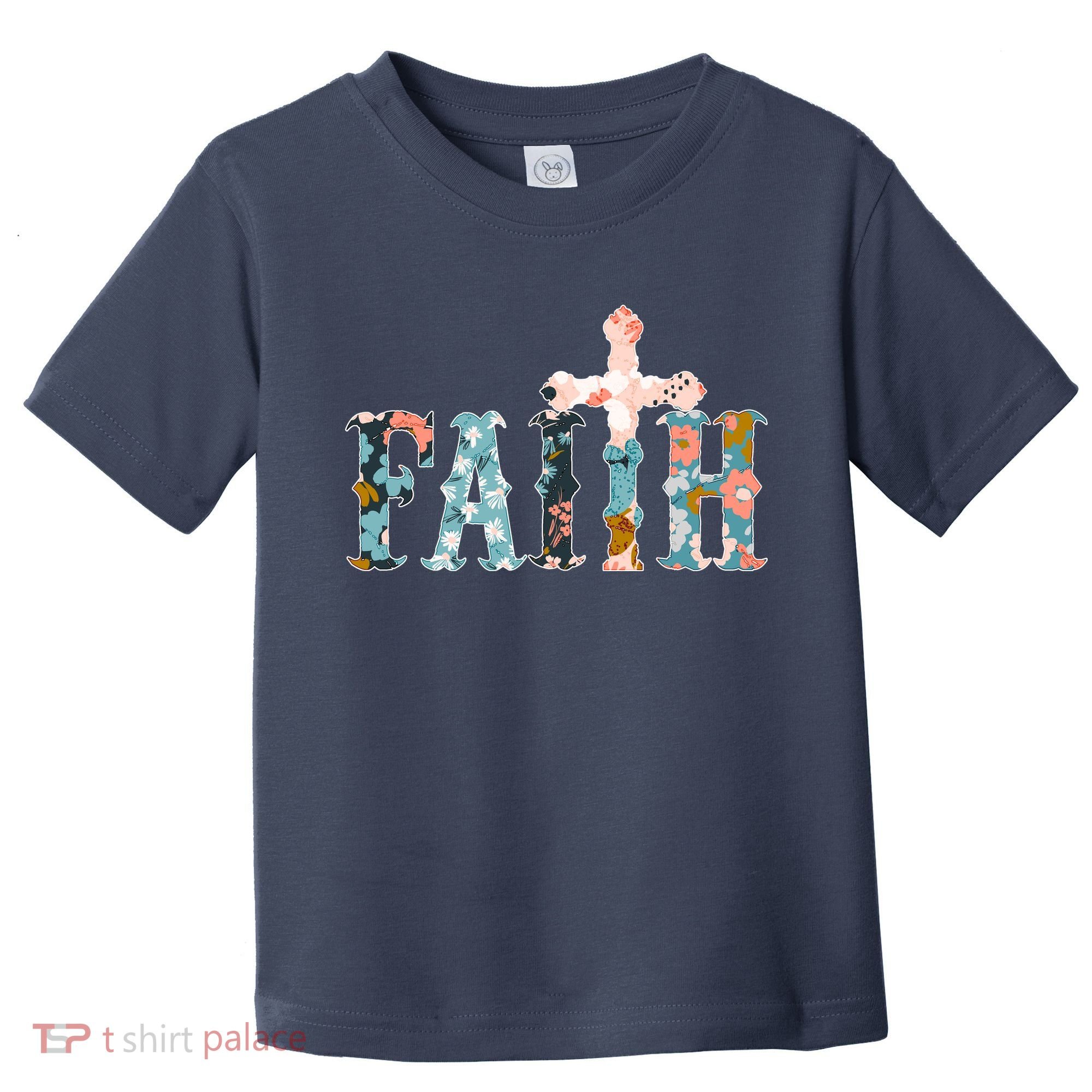 Floral Flower Print Faith Toddler T-Shirt